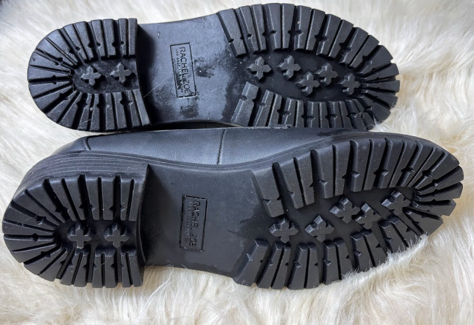 SAOLA Mocassini Rachel Zoe taglia 8 neri suola Mila Lug con dettaglio catena oro