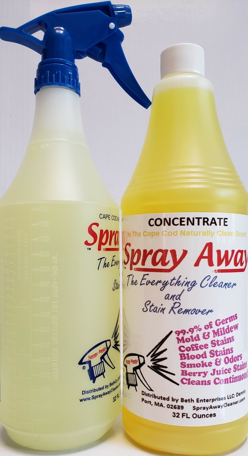 Spray Away Cleaner & Stain Remover Concentrate 32oz in a Naturally
