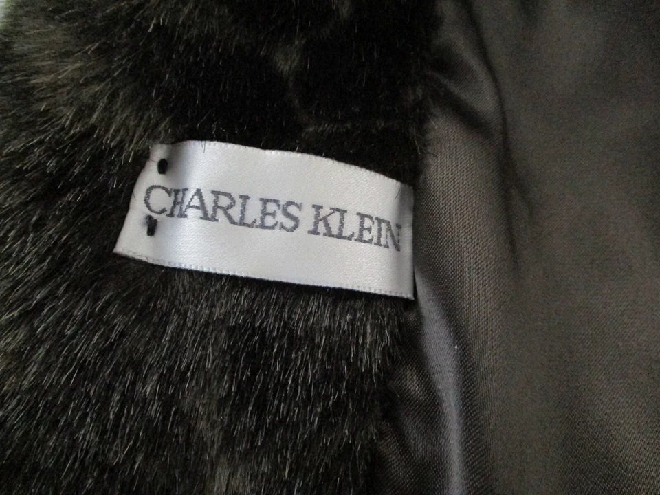 Gabardina vintage Charles Klein para mujer de piel sintética talla 13/14 marrón forrada años 80 EE. UU. Foto 4 de 4