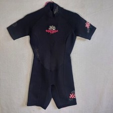 HO Sports Women's Wet Suit Size 8 Shorts Short Sleeve Black Floral