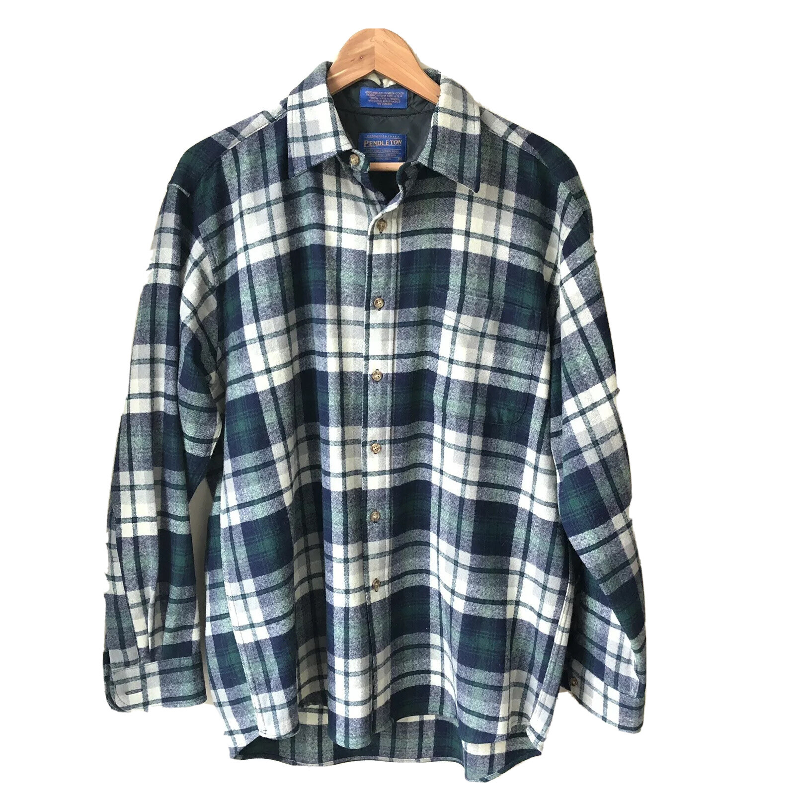 Pendleton Mens Button Down Shirt Virgin Wool Plai… - image 2