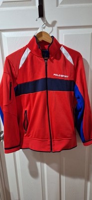Polo Sport Performance Warm Up Jacket Mens Large Red Polyester  Fleece Lined