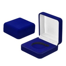 2 Pcs Challenge Coin Display Case, 38mm Velvet Coin Boxes for Gift, Blue/White