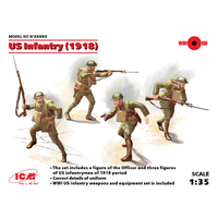 Us Infantry 1918 4 Figures Kit 1:35 Icm Kit Figure Militari -D- Neues Modell