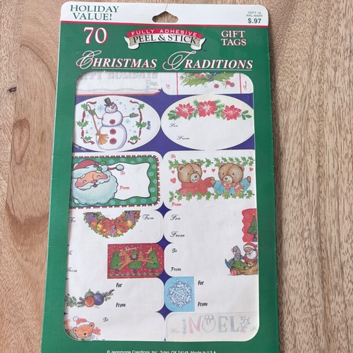 VNTG Jeanmarie Creations Christmas Traditions 70 Adhesive Gift Tags Made In USA