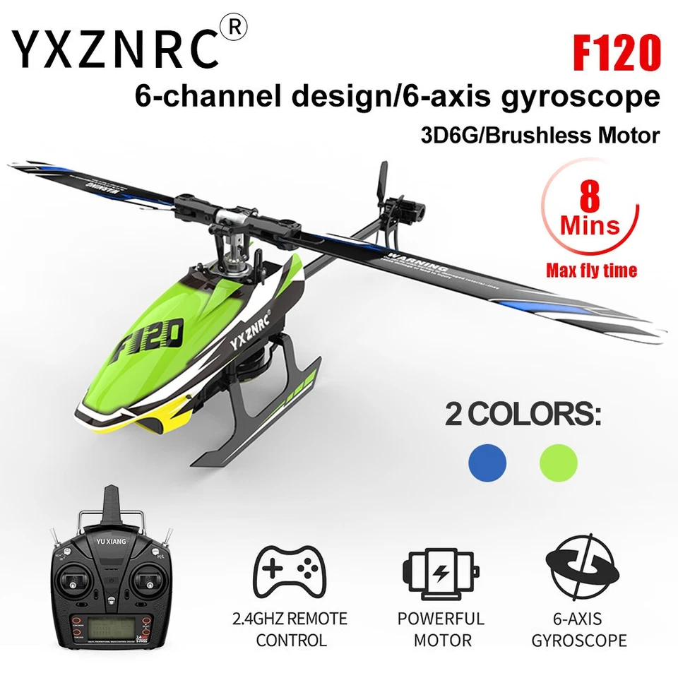 YXZNRC F120 RC Helicopter 2.4G 6CH 6-Axis Gyro 3D 6G Direct Drive Drone BNF RTF - Image 2 of 4