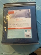 Madison Park Essentials 1200 Thread HEIQ Smart Temp King Sheet Set Navy