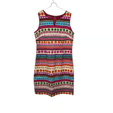 Talbots Pique Sheath Dress Women's Colorful Floral Striped Sleeveless - 10P