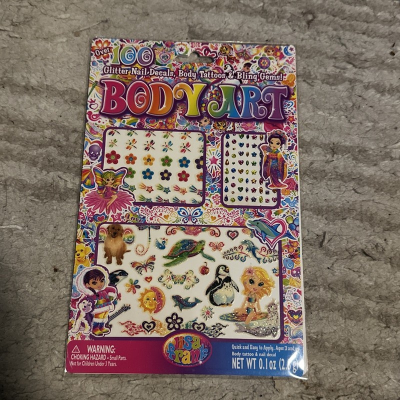 lisa frank BODY ART Glitter Nail Decals Body Tattoos with animals & characters 