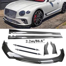 For Bentley Continental Carbon Fiber Look Front Bumper Lip Spoiler Side Skirt B