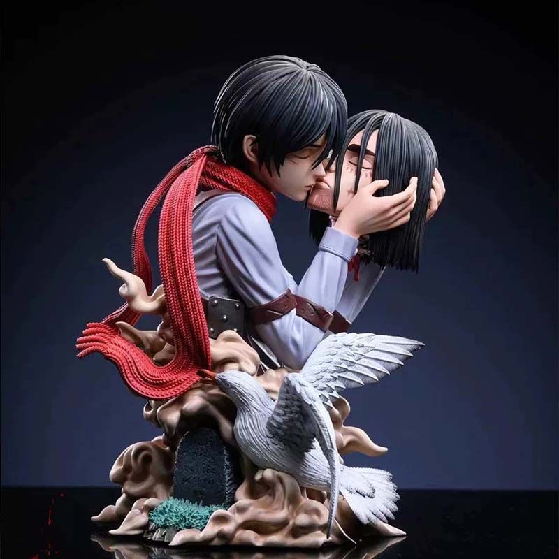 Attack on Titan Mikasa Ackerman Eren Yeager Death Kiss Modelo Figura Estatua Regalo