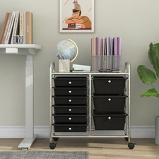 9-Drawer Rolling Storage Cart with Colorful Drawers and Metal Frame
