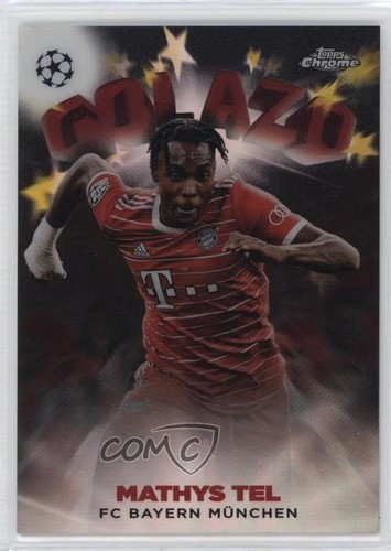 Mathys Tel [Black] #G-15 2022 Topps Chrome UEFA Club Competitions Golazo card