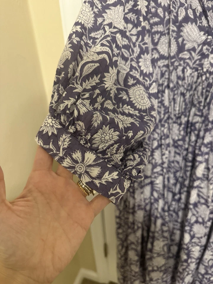 Vestido Midi Kyra Hijas de la India Azul Iris XS Algodón Foto 4 de 4