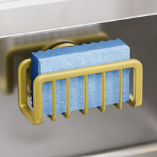 Gold Sponge Holder for Kitchen Sink with Strong Suction Cup  Removable Sink Cad