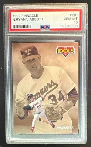 118813603 Jim Abbott Nolan Ryan 1992 Pinnacle #281 Idols PSA 10