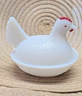 Vtg Hen/Chicken on a Nest Milk Glass Hand Painted 4"Candy/Trinket Dish Pre owned
