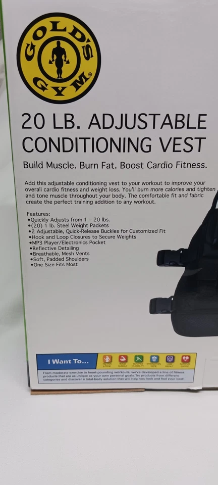 GOLDS GYM Weighted Workout Exercise Vest Adjustable Includes 20 1-lb Weight Bars - Image 3 of 3