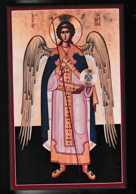 Vintage 1961 Wood Plaque Archangel Gabriel Wall Hanging 10'' X 6''