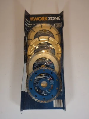 Workzone 125mm Diamond Cutting Disc 4pc Set Turbo Wet Dry Angle Grinder Blades - Image 1 of 4