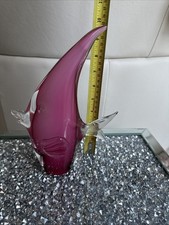 Large heavy  Vintage Pink Glass Angel Fish Ornament