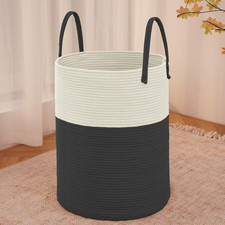 Large Woven Laundry Basket Hamper,60L Cotton Rope Storage Bin for Blankets,Toys