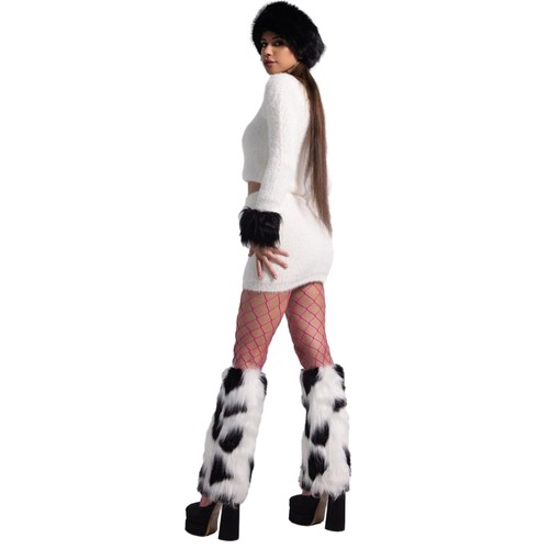 Subculture Leg Warmer+Russian Hat+Wrist Cuffs Adult Plush Fish Net Stocking Set - Picture 3 of 9