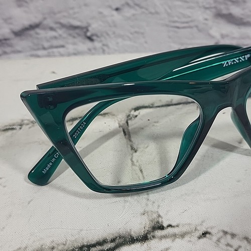 Zenni Dramatic Cateye Eyeglass Frames #2027824 Emerald Green With Case - Picture 4 of 8