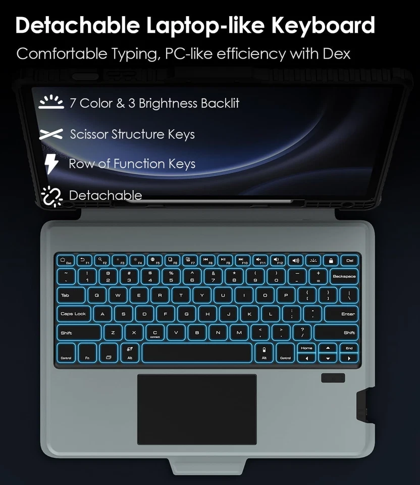 Nillkin Keyboard Case for Samsung Galaxy Tab S9+/S10+ 12.4” w/ Backlit Keys - Image 4 of 4