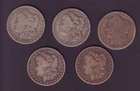 5 Morgan Dollars 1882O 1885O 1891O 1891 CC 1896O 90% Silver Most VG