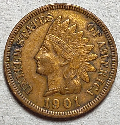1901 Indian Head About Uncirculated AU and FREE 1909 Lincoln Cent / Low Shipping