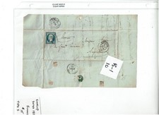 1855 TOULOUSE FRANCE LETTER  w 20c Sc#15 IMPERF Ty I NAPOLEON III Stamp on Cover