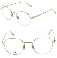 CHRISTIAN DIOR NEO R3U Gold Metal Round 51mm Optical Eyeglass NEODIORO DM50032U