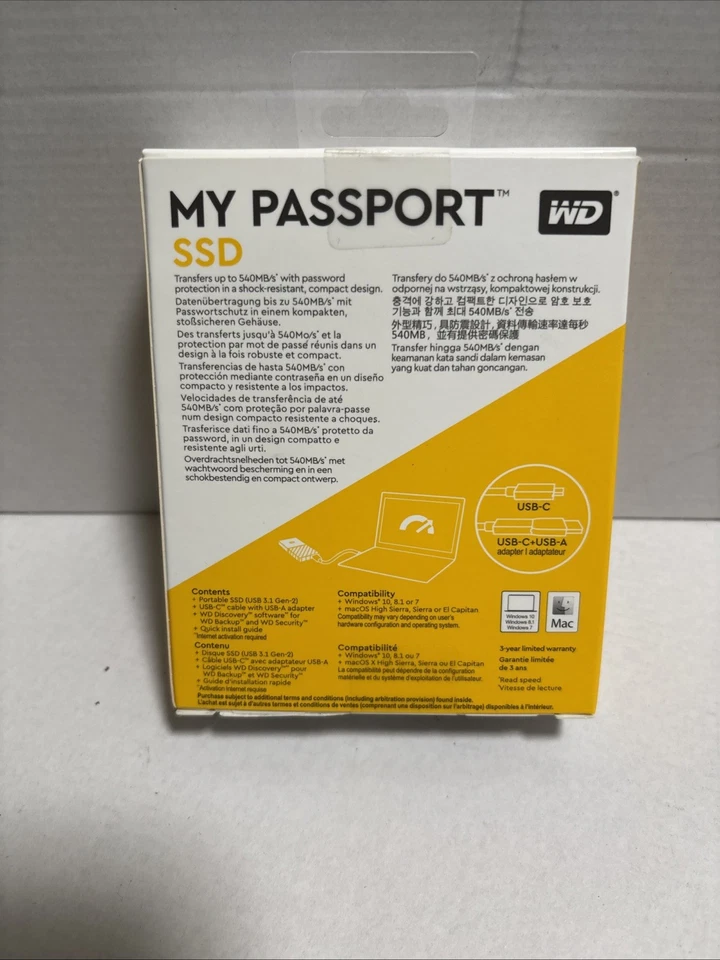 WD 512GB My Passport SSD Portable Storage - USB 3.1 (Black-Gray ) - Image 2 of 4