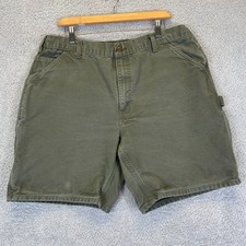 Vintage Carhartt Canvas Carpenter Work Shorts Men's 38 Moss Green 90's Workwear