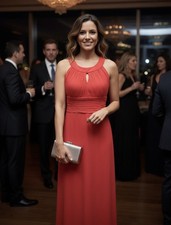 Sangria Red Maxi Dress UK 8 10 Formal Wedding Guest Party Prom Halter Keyhole