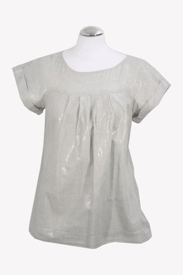 French Connection Damen Oberteil Gr. 36 (UK 10) Grau T-Shirt Top Kurzarm