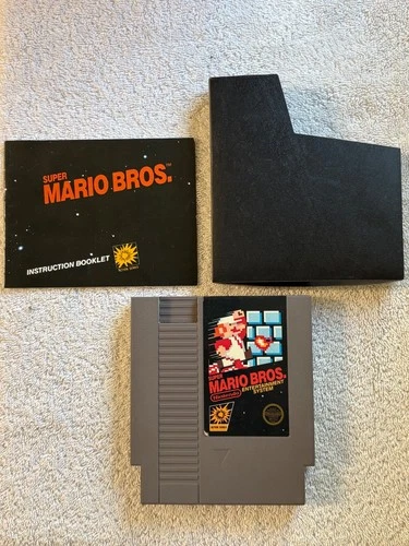 NES Nintendo Super Mario Bros (5 Screw) Cart with TM Manual and Dust Sleeve