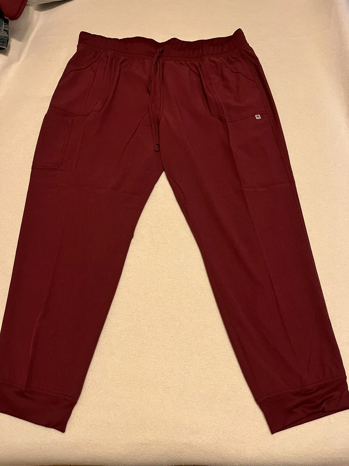 Womens Scrubstar Supreme Yoga Drawstring Pants Heather Wine Size 3XL