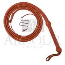8 Feet Long  Bullwhip Cow Hide Leather  12 Plaits Whip for Loud Sound Cracking