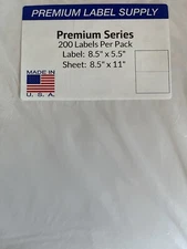 200 Shipping Labels 8.5 x 5.5" Half Sheets Blank Self Adhesive 2 Per Sheet