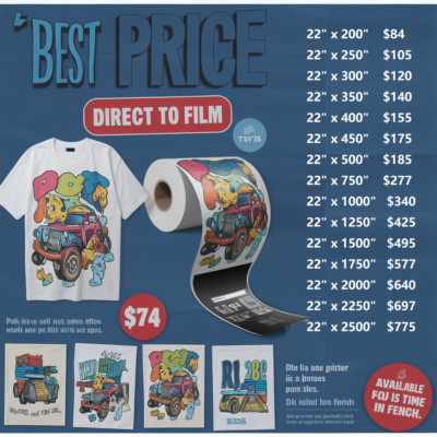 Custom Heat Transfers DTF Personalized Iron On DTF Transfer Fabric Press22X250