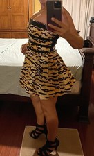Dolce & Gabbana Corset Leopard Cheetah Print Cotton+Silk Corset Bustier Dress