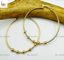 18Kt Real Solid Gold Everyday Large Minimalist Vintage Huggie Hoop Earrings 50MM