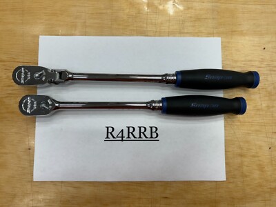 Snap-on Tools NEW 2PC 3/8'' Drv POWER BLUE Soft Grip Flex & Fixed Ratchet Lot Set