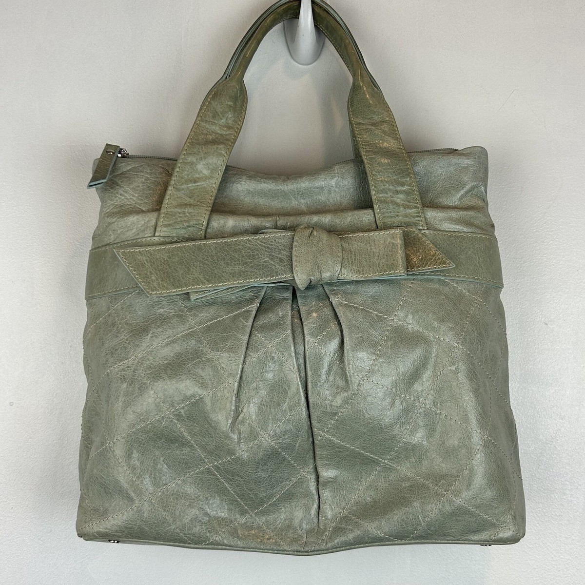 Roberta Gandolfi Purse Bag Leather Bow Handbag Made In Italy Green