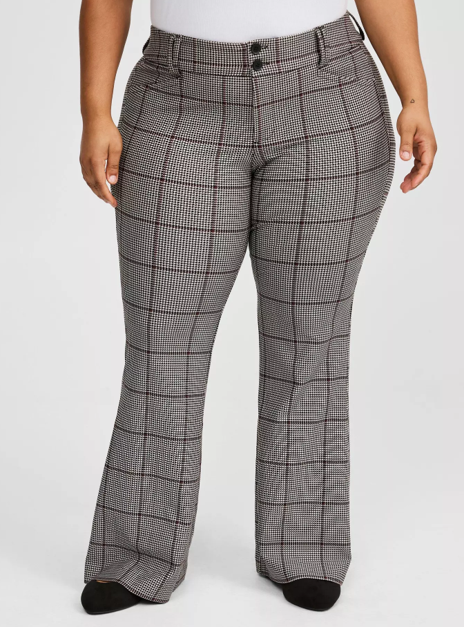 NWT Torrid Trouser A-Line Flare Ponte Pant Black White Size 24R