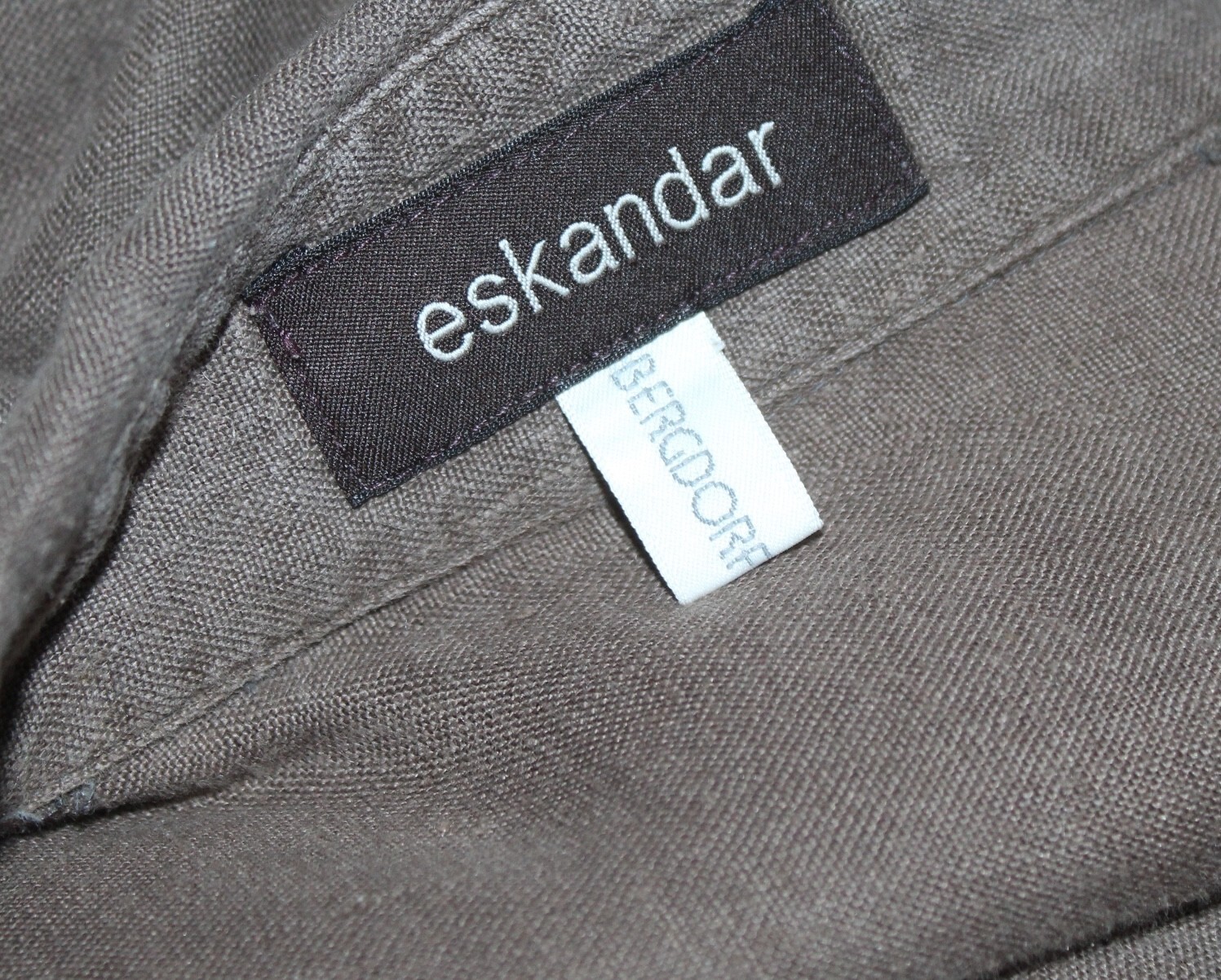 Eskandar Sz 1 2 NUTMEG NATURAL BROWN 40" Long Linen Tunic Shirt image 5