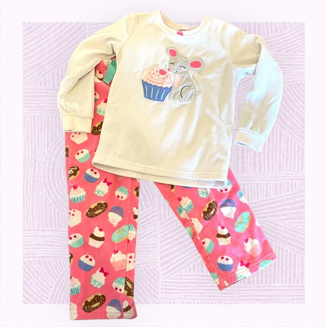 Carter s Girl s Fleece Mouse and Cupcake Pajama Set Size 5 eBay