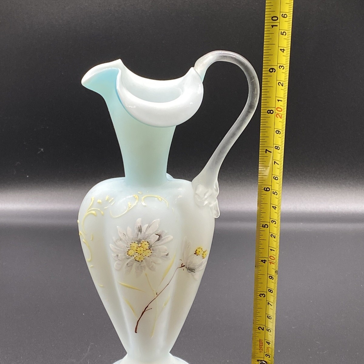 トーマスウェッブ ボウル＆ソーサー GT09F /Thomas Webb Thomas Webb Hand Painted Antique Blue Satin Art Glass Vase